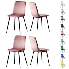 Dining Chairs Velvet Fabric Lexi Set of 4 Pink by MCC