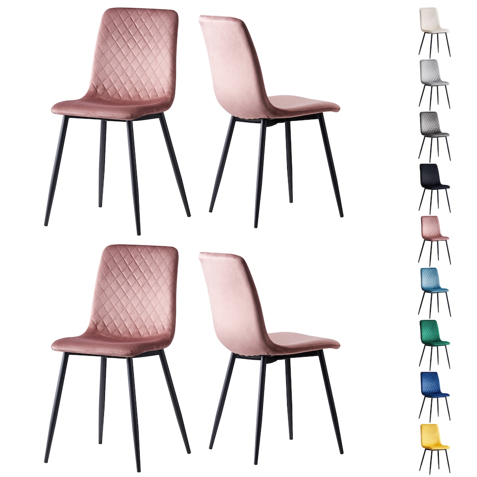 image 1 of Dining Chairs Velvet Fabric Lexi Set of 4 Pink by MCC