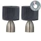 image 2 of First Choice Lighting Set of 2 Valentina Brushed Chrome Touch Lamps with Grey Pleated Velvet Shades Silver | Grey