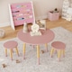 image 3 of Kids Wooden Round Table & Chair Set Toddlers Small Children Home Nursery Play | Multi | pink table with 2 chairs | 3