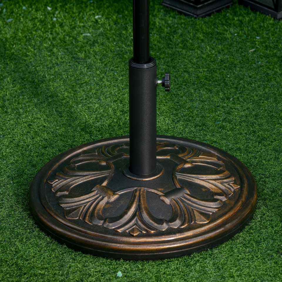 image 1 of Outsunny 13KG Round Parasol Base Heavy Duty Cement Stand Umbrella Holder Bronze