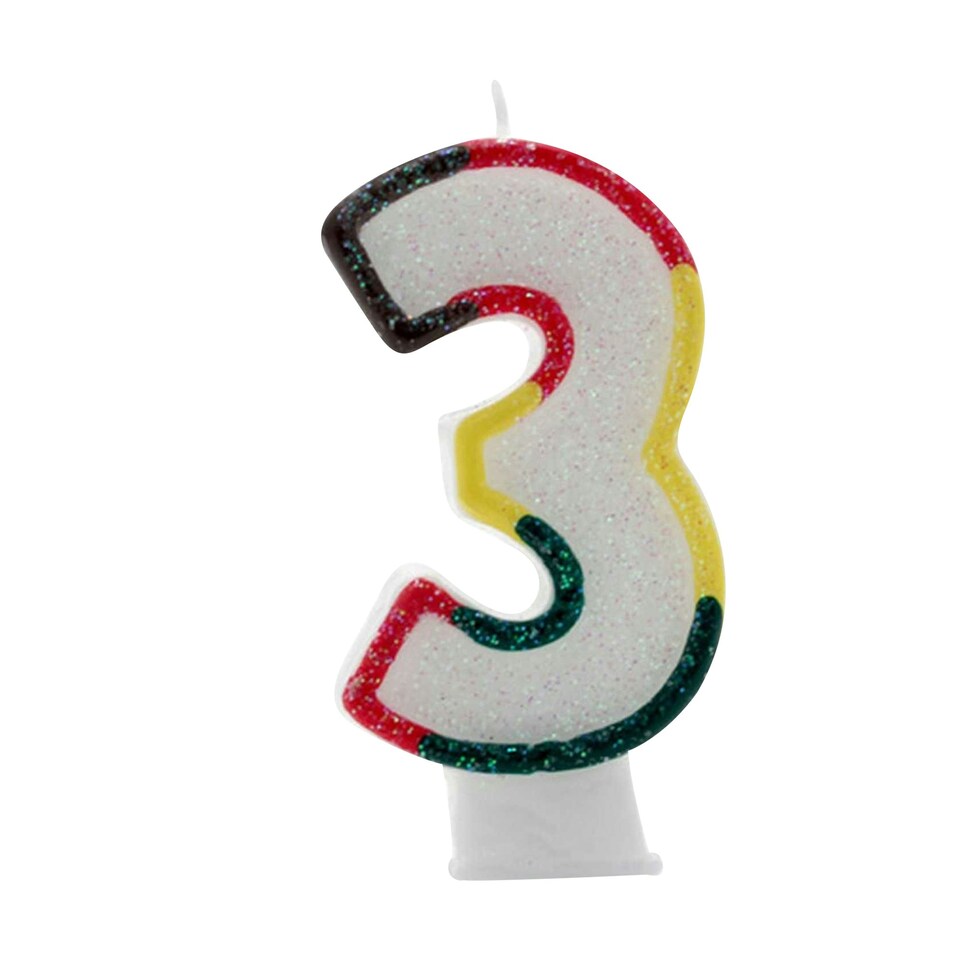 image 1 of Apac Multicoloured Birthday/Anniversary Number Candles (Pack Of 6) - White/Red/Yellow/Black - 6 White