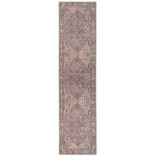 KUKOON Red Distressed Persian Style Non Slip Washable Low Pile Runner Rug 80cm x 300cm Red