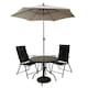 image 1 of Outdoor 2 Person Round Glass Top Garden Patio Dining Table Chairs Cream Parasol and Base Set