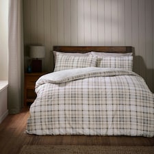 Catherine Lansfield Cosy Sherpa Check Duvet Cover Set Natural Cream | Natural | Double