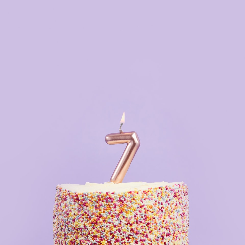 image 1 of Rose Gold Number '7' Celebration Candle | Multi
