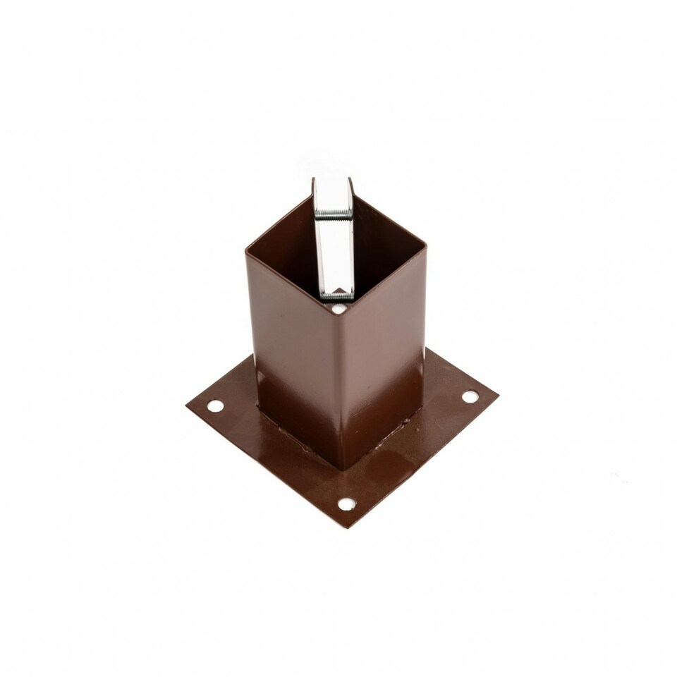image 1 of Oypla 4x Heavy Duty Bolt Down Fence Post Shoe Grip Holder - 75 x 75mm Brown