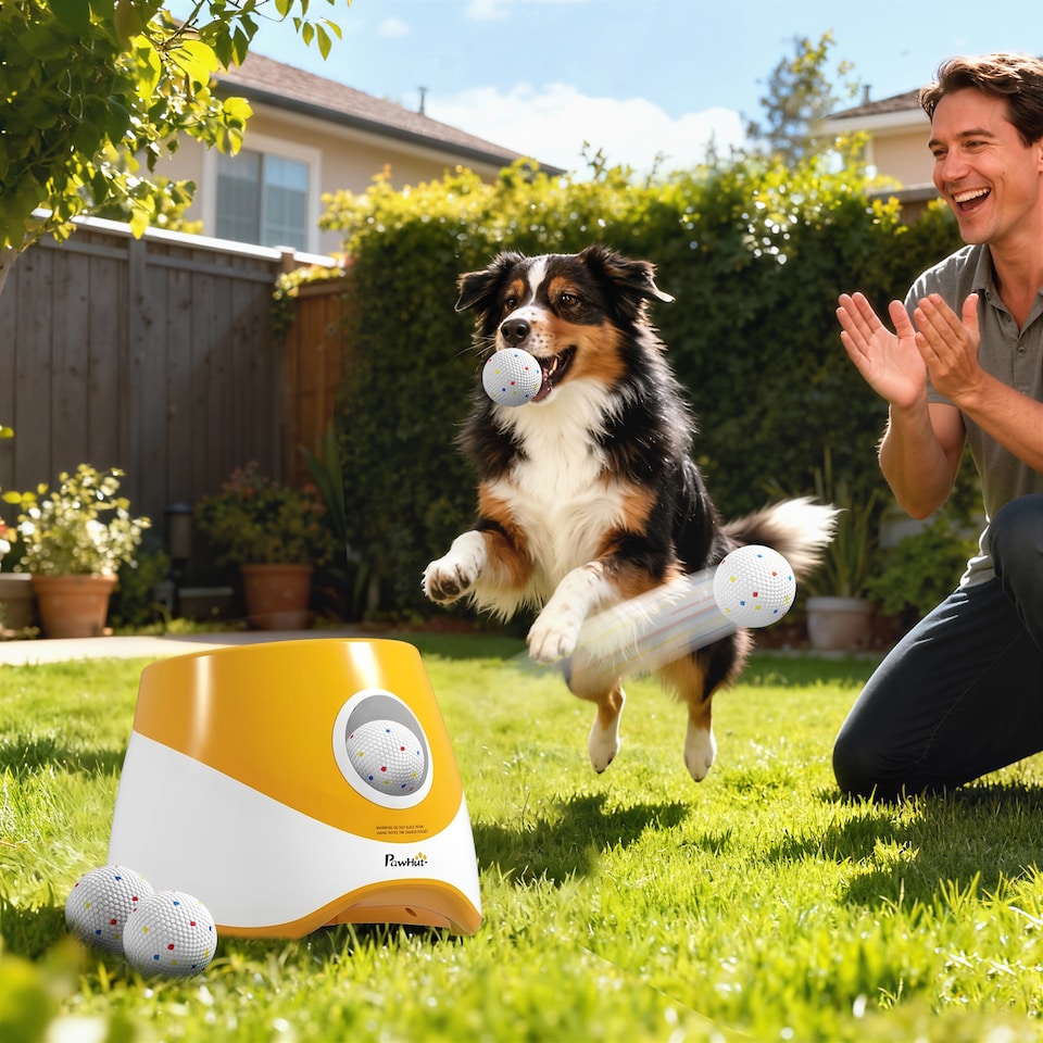 image 1 of PawHut Automatic Dog Ball Launcher with 5 ETPU Balls