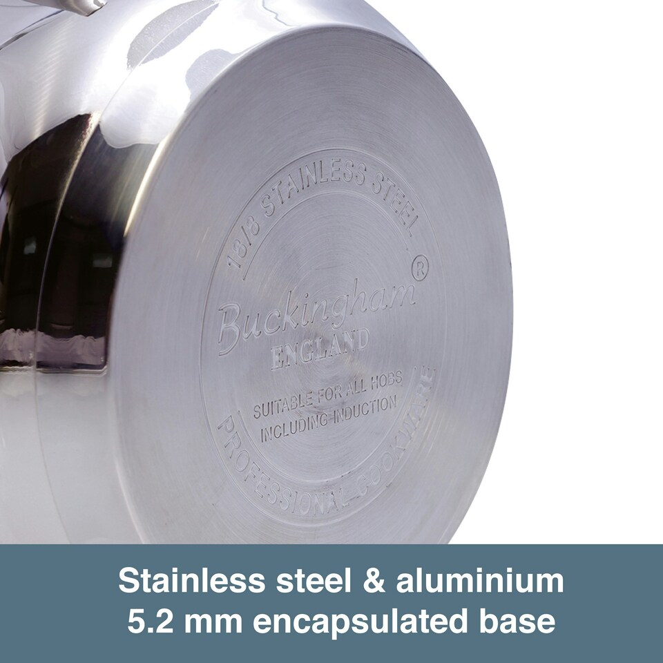 image 1 of Buckingham Stainless Steel Deep Saucepan with Glass Lid  20 cm , 3.8 Litre | Silver