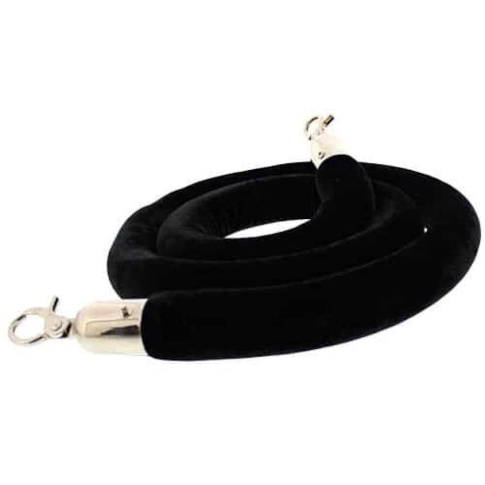 Black Velvet Rope with Chrome Hooks