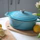 image 7 of Argon Tableware Oval Cast Iron Casserole Dishes - 4.68L - Teal Ombre - Pack of 2 | Blue | Teal Ombre | 2