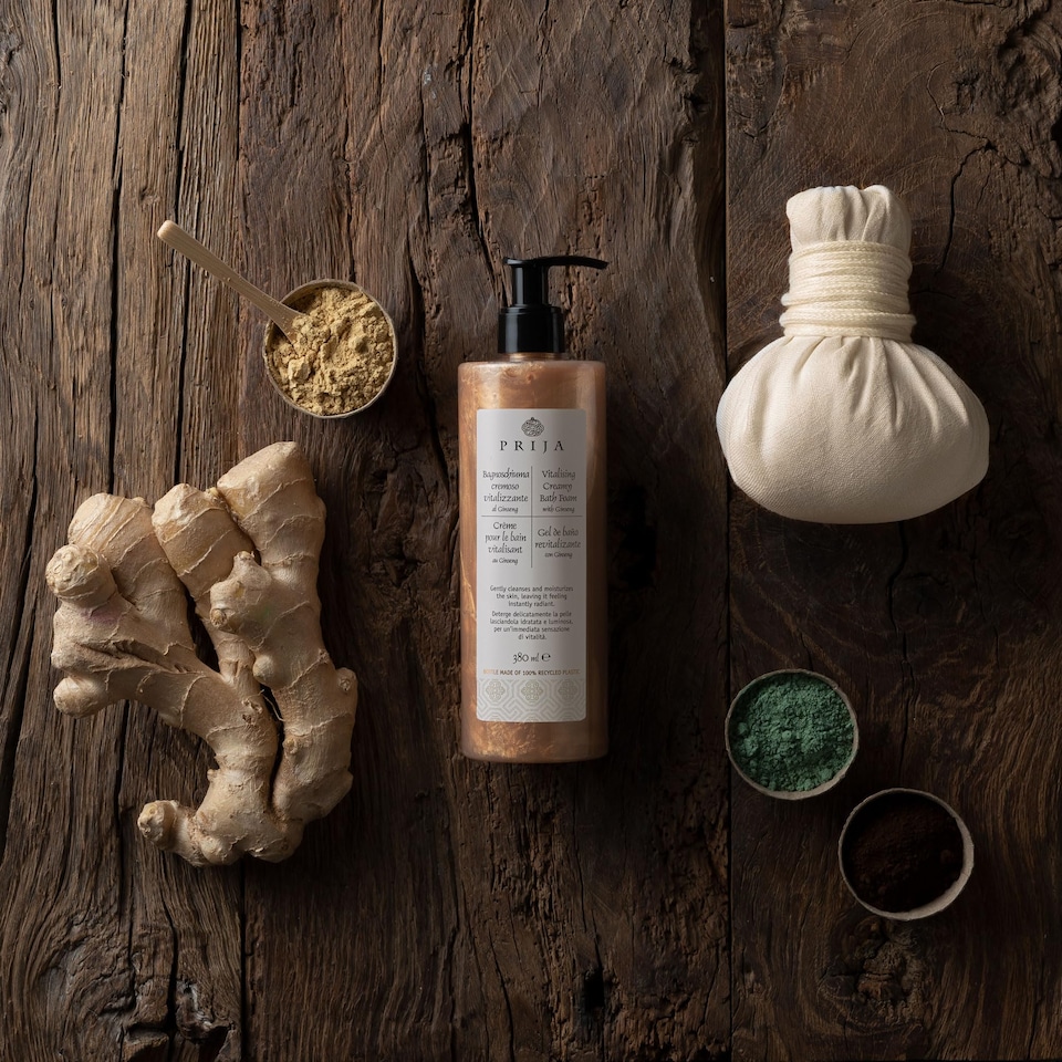 image 1 of Prija Vitalising Creamy Bath Foam, Pearly Texture for Radiance Boost, Gently Cleanses and Moisturises The Skin with Ginseng Extract 6 x 380ml