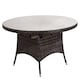 image 1 of Direct Wicker Outdoor 4 Person Rattan Round Dining Table, Aluminum Frame with Tempered Glass Top, Umbrella Hole | Brown