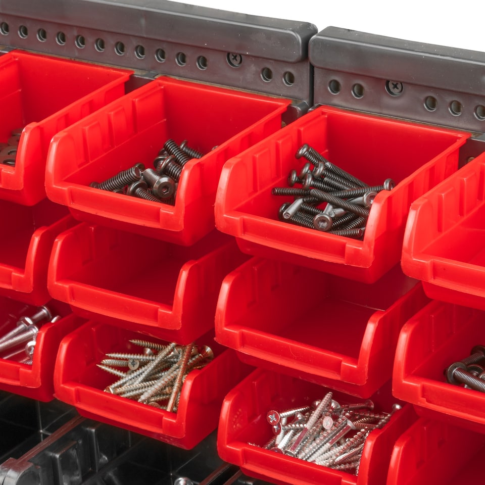 image 1 of KCT 64 Pc Wall Mounted Tool Storage Organiser Rack for Garage Workshop Shed Screw Nut and Bolt DIY Board Bin Mount Tidy Solution