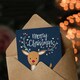 image 3 of Christmas Card Cute Reindeer Rudolph With Antler String Lights