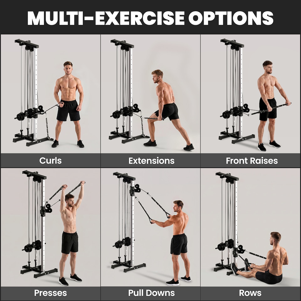image 1 of SPORTNOW Wall Mount Cable Station with 15 Positions Adjustable Dual Pulleys
