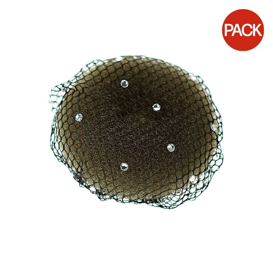 ShowQuest Bun Net With Swarovski Crystals (Pack Of 5) - Black - One Size