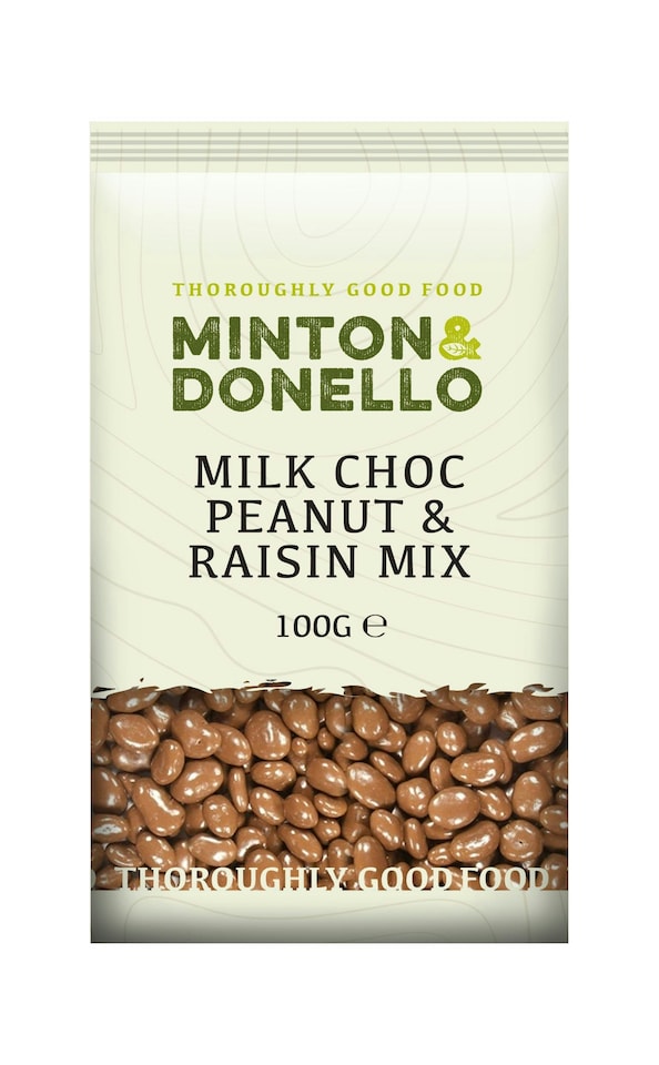 image 1 of Minton & Donello Milk Chocolate Peanut & Raisin Mix 6 x 100g