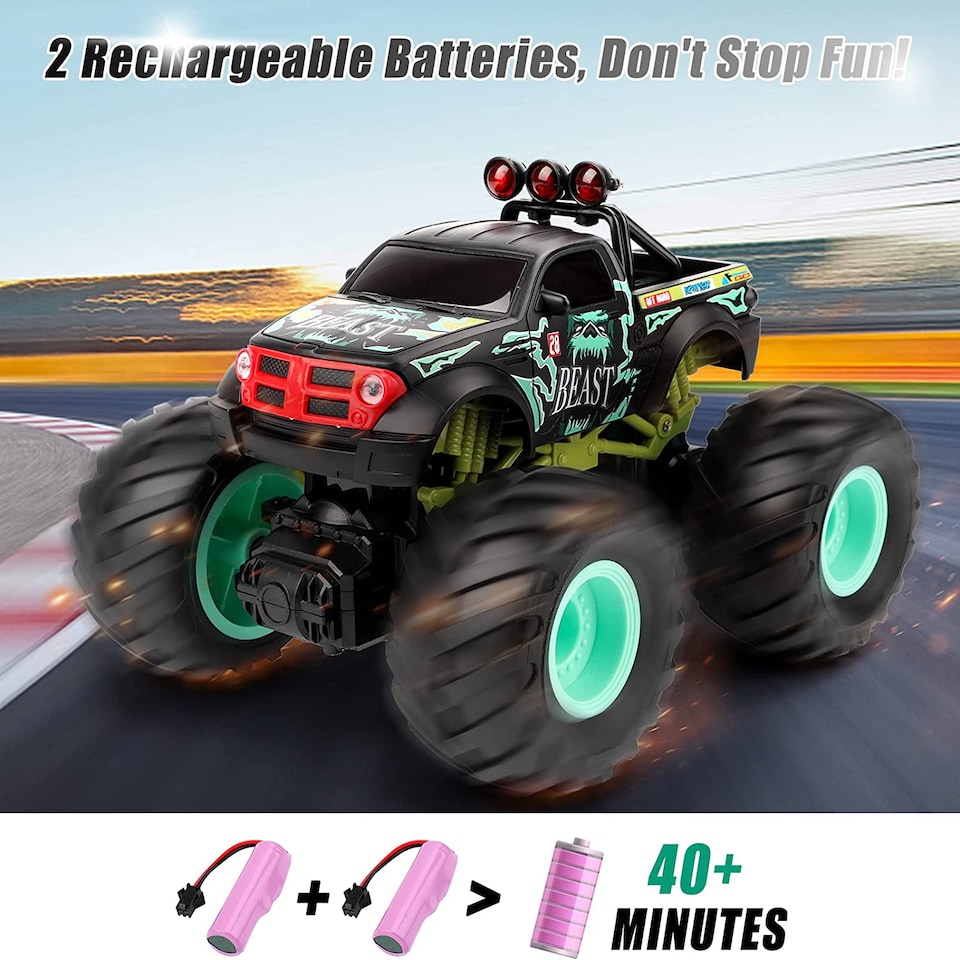 image 1 of 1:18 Scale Remote Control Bigfoot Monster Truck – 4WD All-Terrain Off-Road RC Car with 2.4GHz Control & Rechargeable Battery