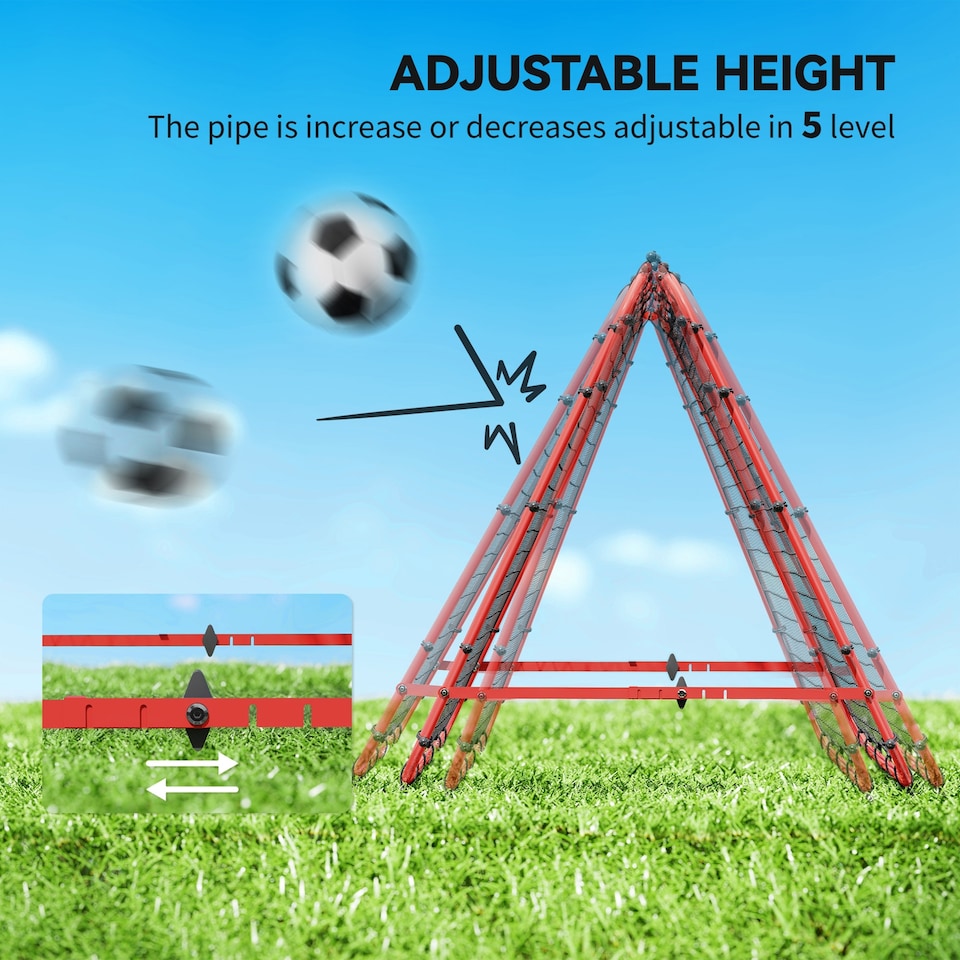 image 1 of HOMCOM Rebounder Net Football Target Goal with Adjustable Angles, Red