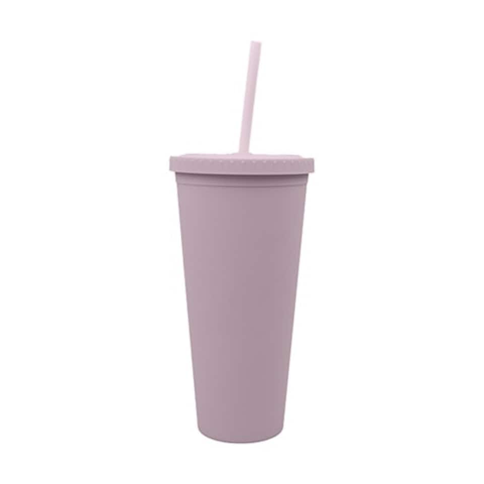 Pastel Pink Reusable Cold Drinks Plastic Cup 600ml