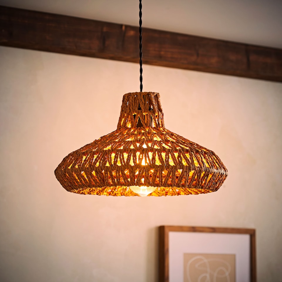 image 1 of ValueLights Natural Woven Natural Ceiling Pendant Light Shade Weave Rope Lampshade | Brown