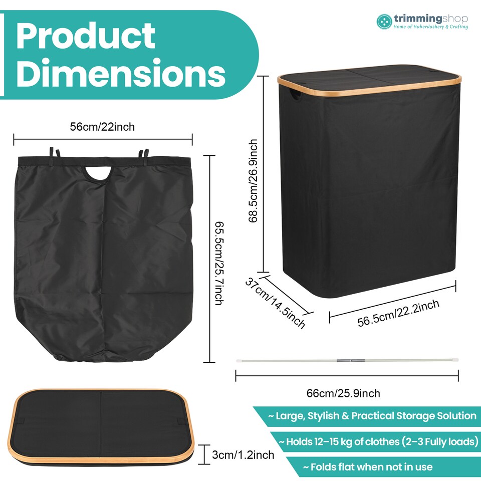 image 1 of 140L Foldable Laundry Basket with Lid, Polyester Clothes Hamper