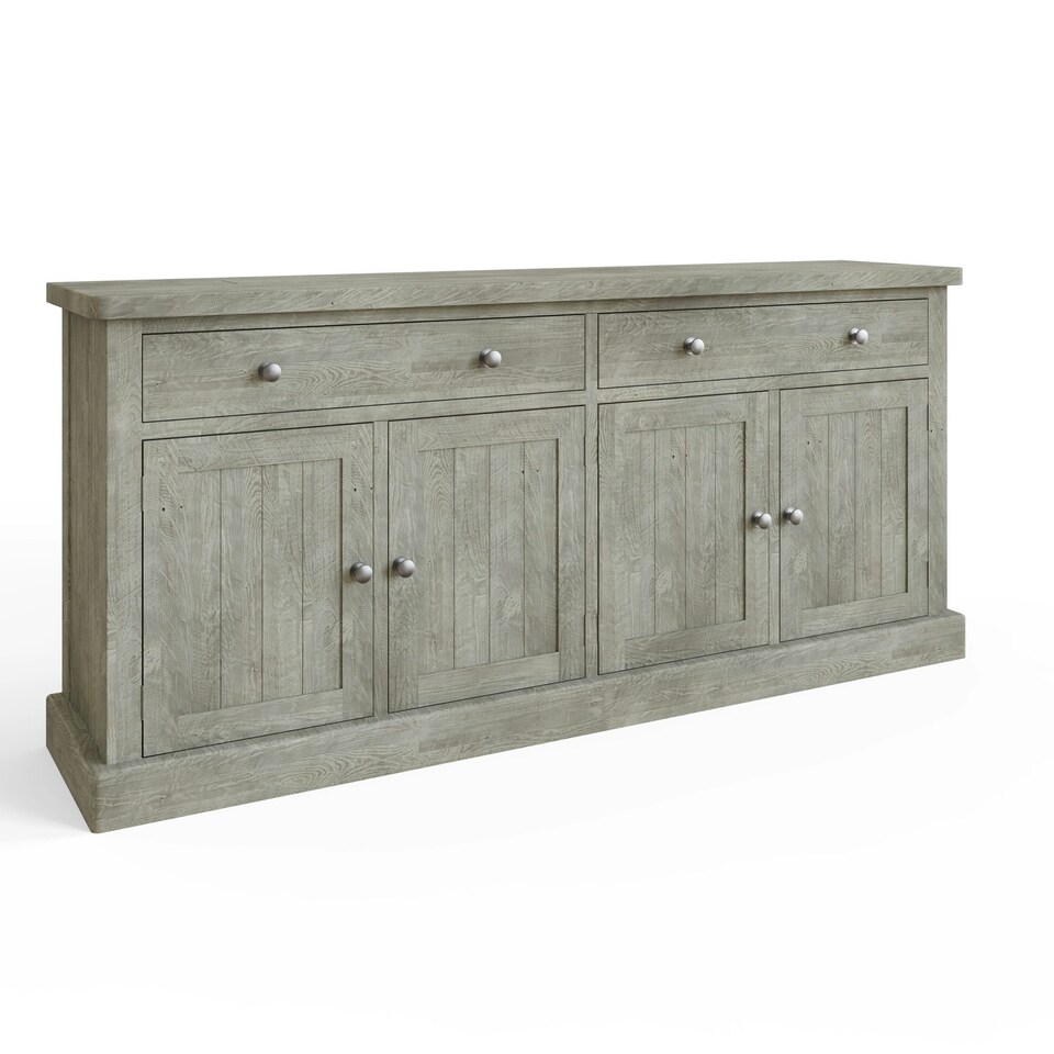 image 1 of Bowood Large Straight Sideboard 4 Door Solid Wood Limewash Green