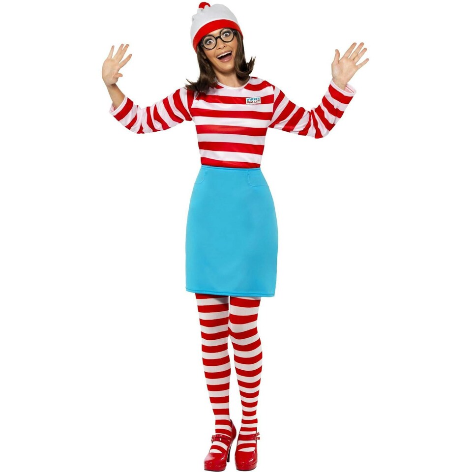 image 1 of Wheres Wally? Womens/Ladies Wenda Costume Set - White/Red/Blue - XS XS