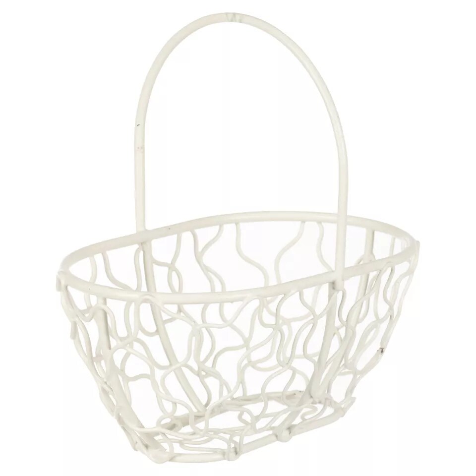 image 1 of Oblong Basket Wire Mesh - 10x9.5x6.5cm | White | Ivory & Set of 6 | 6
