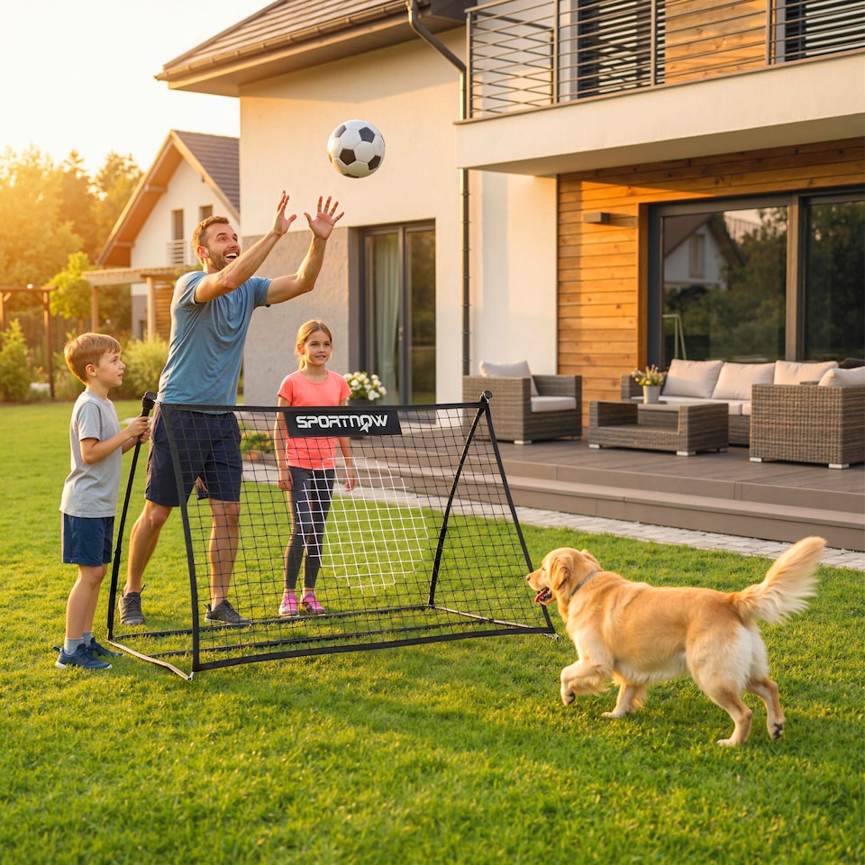 image 1 of SPORTNOW Football Rebounder Net with Carry Bag and Ground Stakes