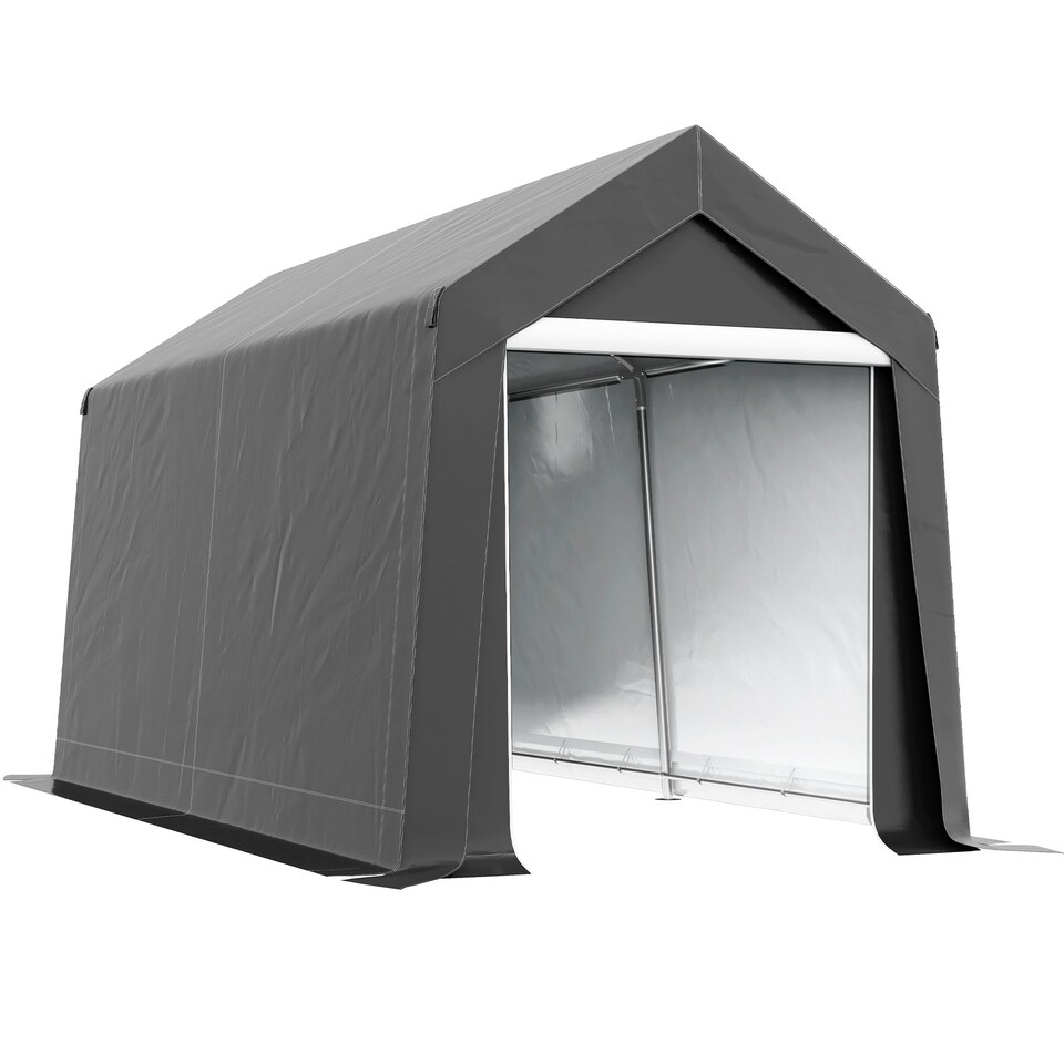image 1 of Outsunny 2.1x3.6m Portable Shed, Waterproof Heavy Duty, Grey | Grey | 210W x 360D x 235Hcm | 1