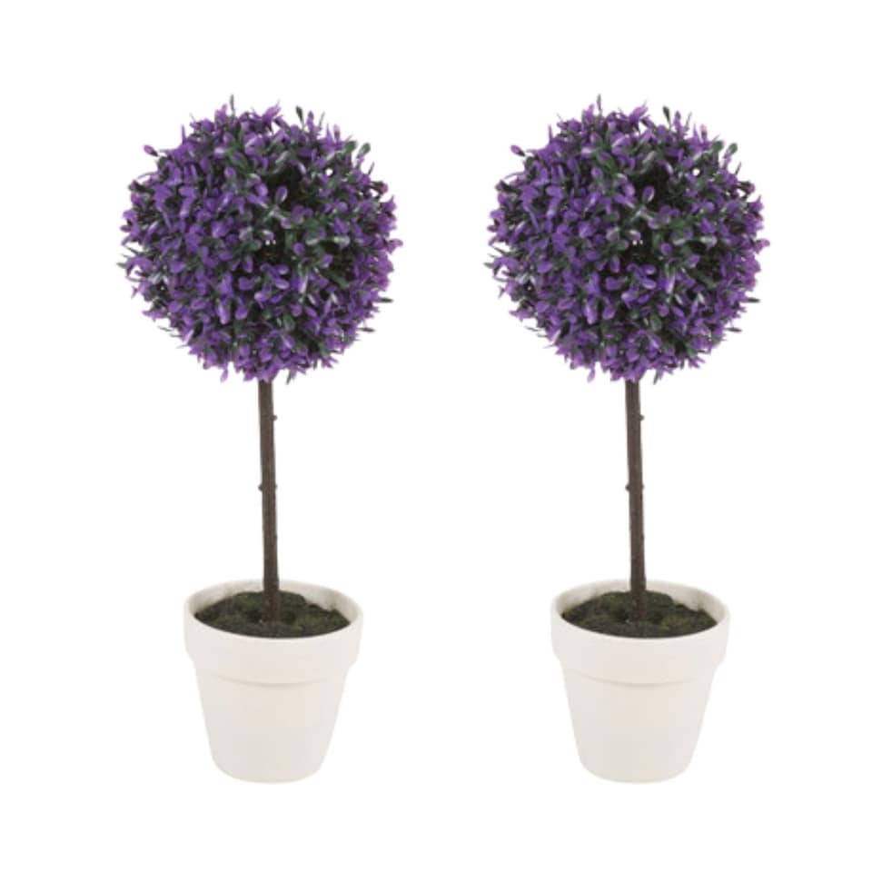 image 1 of 27cm Decorative Artificial Ball Plant -1-2 Pack | Purple | Purple & Set of 2 | 2