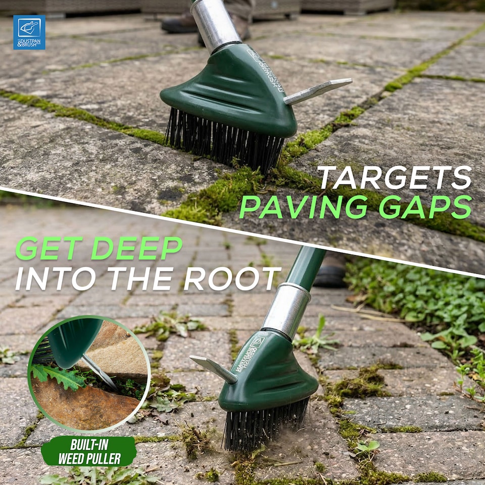 image 1 of Weed Remover Tool Wire Brush Scraper Set with Metal Broom & Weed Removal Head