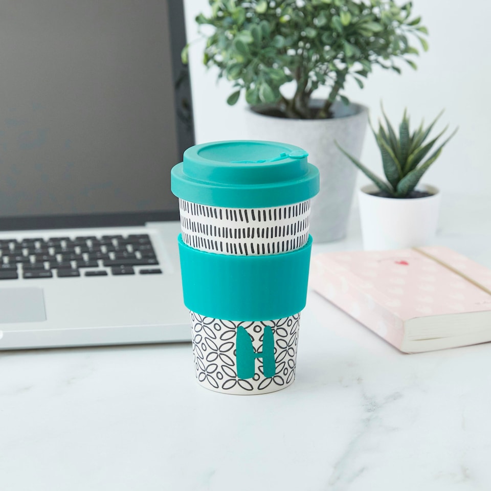 image 1 of KitchenCraft 410ml Bamboo A to Z Letter "H" Reuseable Mug | Multi