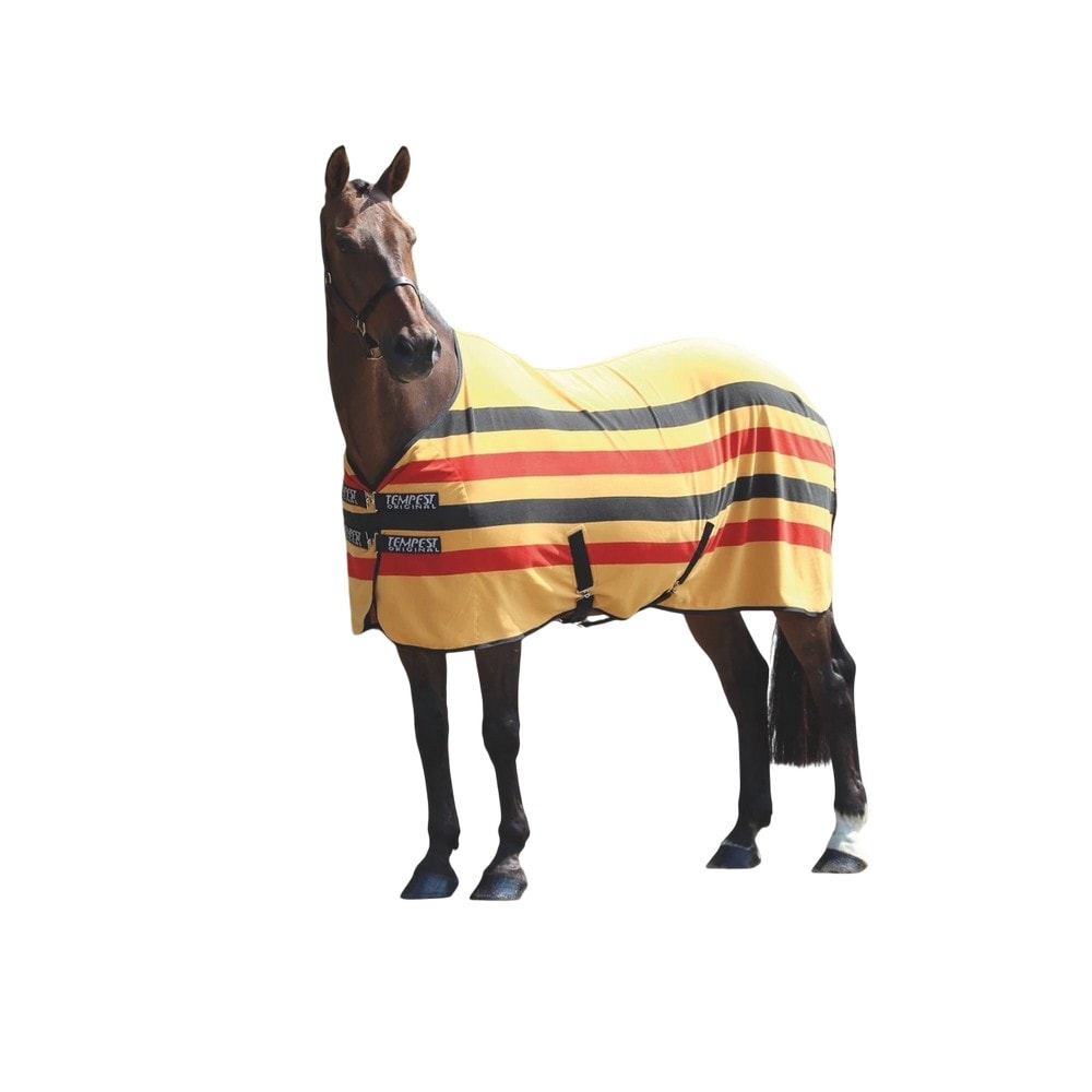 Tempest Original Newmarket Standard-Neck Stripe Horse Fleece Rug Yellow Yellow/Navy/Red 5Ft 1