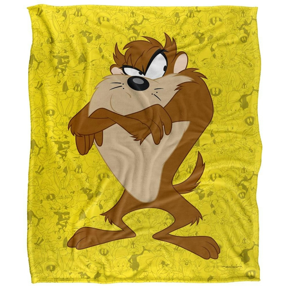 image 1 of Looney Tunes Character Collage Taz Blanket - Multicoloured - One Size