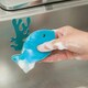 image 2 of Kikkerland Fish Grab 'N Scrub Sponge & Holder Set | Blue | One Size | 1