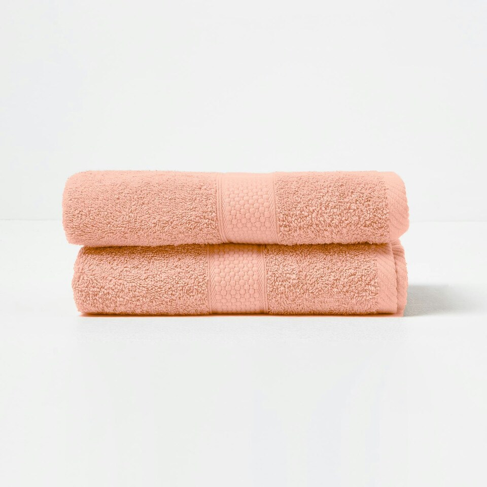 image 1 of Homescapes Turkish Cotton Hand Towel Set of 2 - Peach Orange