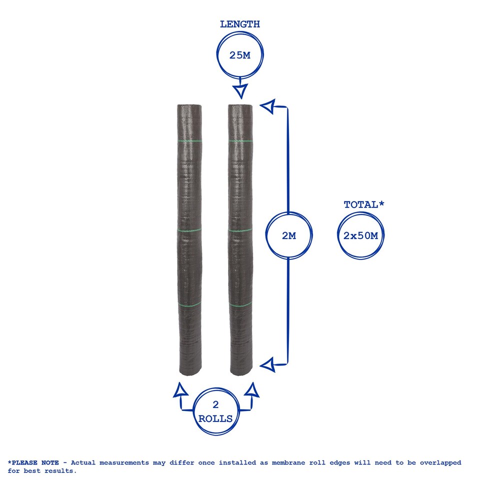 image 1 of Harbour Housewares 110gsm Weed Control Membrane - 2m x 50m | Black | Black