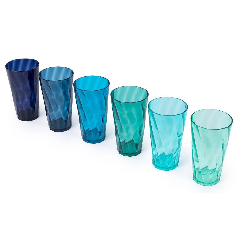 6 Multicoloured Plastic Tumblers - Teal