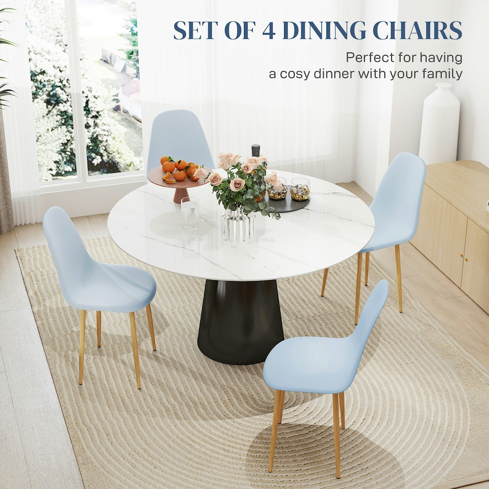 image 1 of HOMCOM Dining Chairs Set of 4 w/ Curved Back, Steel Legs 