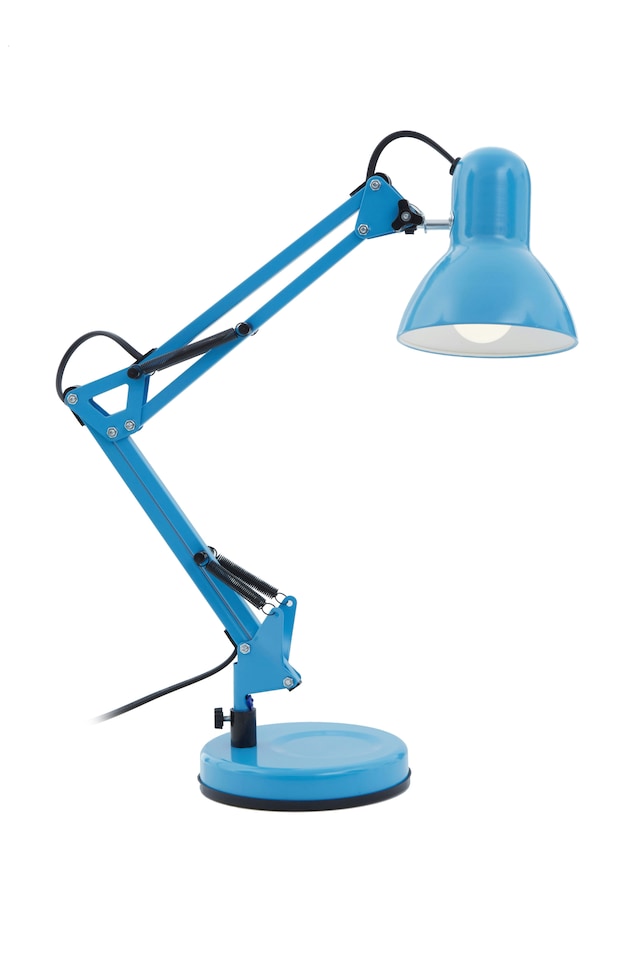image 1 of Orsina Studio Blue Metal Desk Lamp, Adjustable Anglepoise Design Tall Table Lamps, Contemporary Blue Desk Lamp