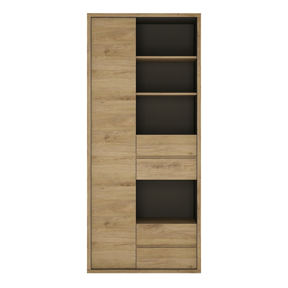 image 1 of Shetland Tall Wide 1 Door 4 Drawer Bookcase