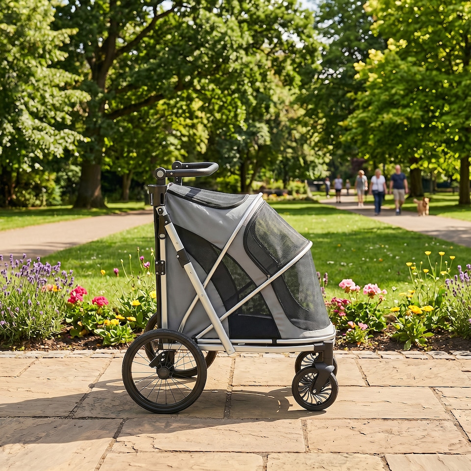 image 1 of PawHut Dog Stroller, Folding Pet Stroller for Small Medium Dogs