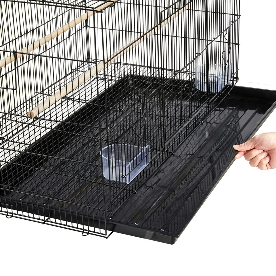 image 1 of Yaheetech 77.5 cm L x 46.5 cm W x 46 cm H Flight Cage w/ Slide-out Tray Black