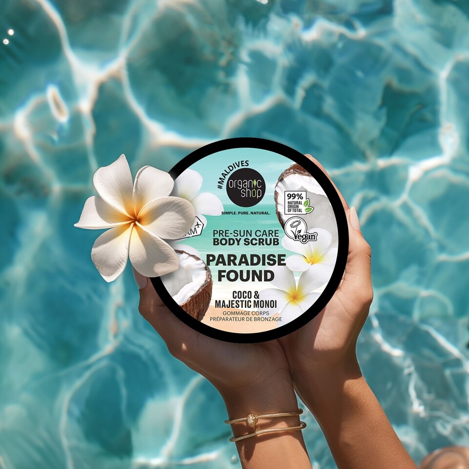 image 1 of Organic Shop Paradise Found Pre-Sun Care Body Scrub, 300ml