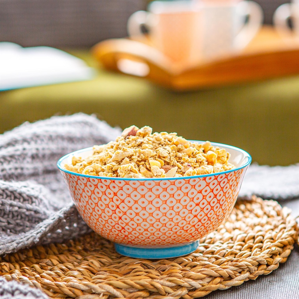 image 1 of Nicola Spring Hand-Printed Cereal Bowls - 16cm - Blue - Pack of 6 | Multi | Multi