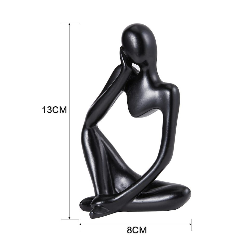 image 1 of Living and Home Thinker Resin Tabletop Abstract Decor - Black 8*13cm