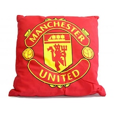 Manchester United FC Crest Filled Cushion - Red/Yellow - One Size